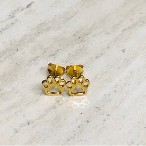 925 Sterling Silver Gold Paw Print Earrings